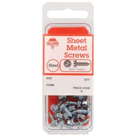 Hillman Sheet Metal Screw, #8 x 1 in, Zinc Plated Steel Flange Hex Head Hex Drive, 10 PK 5102678